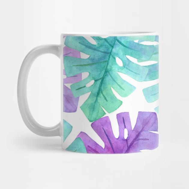 Monstera Plant in Turquoise Green Violet Pattern by Live Together